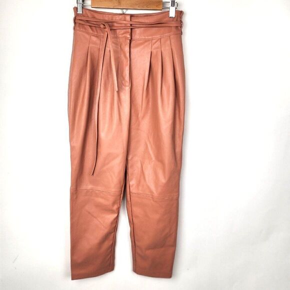 Anthropologie BlankNYC Chelsea Faux Leather High Waist Pleated Paperbag Pants 29 - Picture 1 of 6